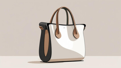 Elegant and Luxurious Handbag in Black, White, and Tan