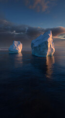 Majestic ice cave filled with tranquil waters and striking blue light reflecting off crystalline formations