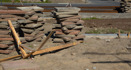 Stack of Concrete Slabs at Construction Site