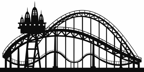 Rollercoaster black silhouette vector,Rollercoaster icon illustration