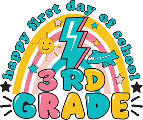 Happy first day of 3rd grade retro back to school design