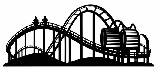 Rollercoaster black silhouette vector,Rollercoaster icon illustration