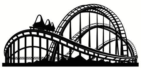 Rollercoaster black silhouette vector,Rollercoaster icon illustration