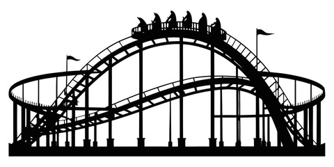 Rollercoaster black silhouette vector,Rollercoaster icon illustration