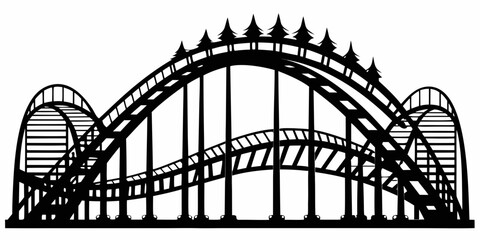 Rollercoaster black silhouette vector,Rollercoaster icon illustration