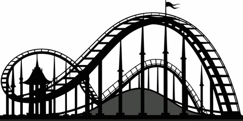 Rollercoaster black silhouette vector,Rollercoaster icon illustration