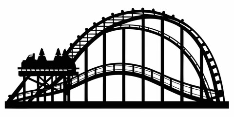 Rollercoaster black silhouette vector,Rollercoaster icon illustration