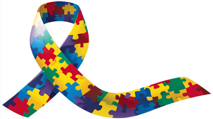 自閉症支援のパズルリボン象徴イラスト