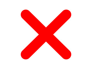 Simple red cross mark icon abandon forbidden, not allowed, prohibited concept. Incorrect sign, wrong symbol. Vector illustration.