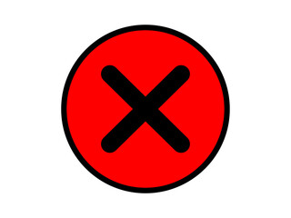 Red cross mark icon abandon forbidden, not allowed, prohibited concept. Incorrect sign, wrong symbol button for web site design, logo, app, UI design. Vector illustration.