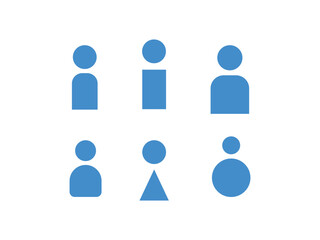 青色の人物のアイコンのイラストのセット