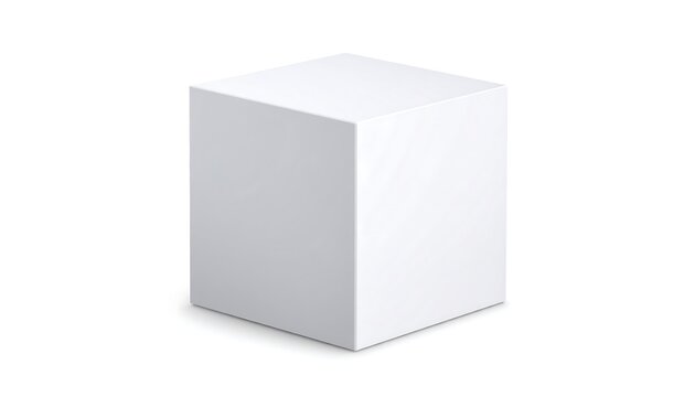 Blank white cube box on white background