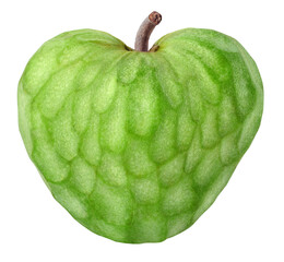Single cherimoya (Custard apple) fruit isolated on white background