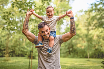 father having great time with his son