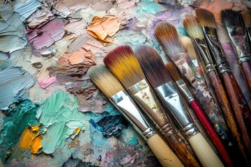Fototapeta premium Artist's palette and paintbrushes
