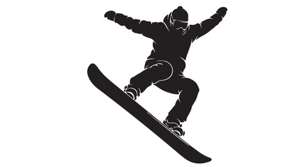 Black silhouette of snowboarder making a trick, vector illustration