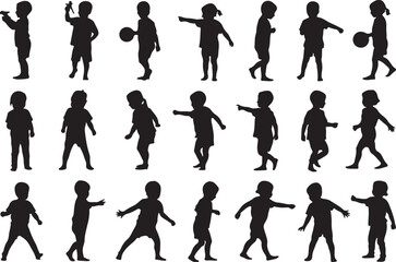 Fototapeta premium Children playing active poses silhouettes running