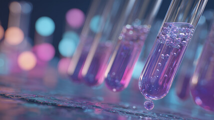 紫色培地が滴る微生物検査の場面