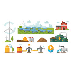 Obraz premium Renewable Energy Sources and Systems Illustration