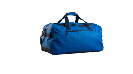 Blue duffel bag isolated on transparent background