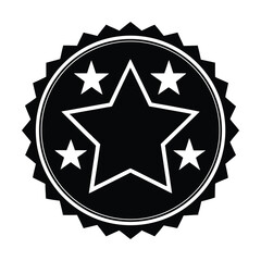 Black Silhouette Star Badge Award Seal Vector Graphic on White Background