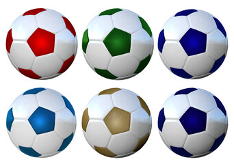 Balones de futbol de diferentes colores