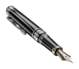 Elegant fountain pen showcase office desk product minimalist environment view isolated on transparent background