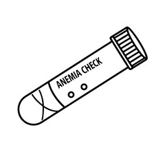 Anemia Check Test Tube with Low Blood Level Symbol Vector Design