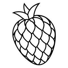 Detailed contour drawing of a white pineberry fruit