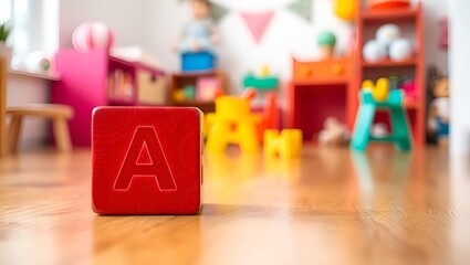 Red Letter 'A' Blocks in Colorful Children's Playroom