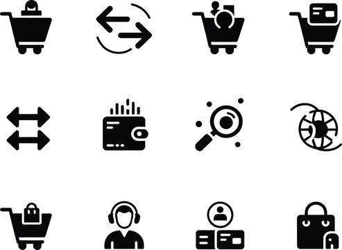 E commerce and online shopping icons set