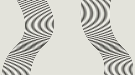 Modern abstract vector with twin vertical curved wave lines and central empty space. Minimal black line design perfect for posters, branding, web banners, and stylish layouts.