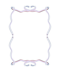 Whimsical Coquette Frame 3D Pearlescent elegant Border. Twisted Edges with Heart Accent. Pink pearl tones.. Transparent Background.