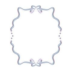 Whimsical Coquette Frame 3D Pearlescent butterfly Border. Decorative Curved Edge with pearl Details. Pink pearl tones.