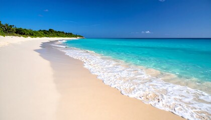 Obraz premium Pristine beach scene under a vibrant blue sky