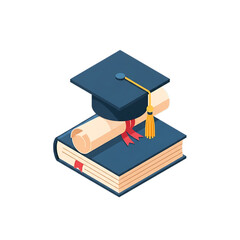 Graduation cap on books, symbolizing achievement and education.