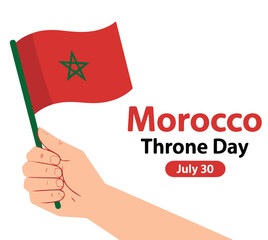 Hand Holding Moroccan Flag for Throne Day Celebration July 30
