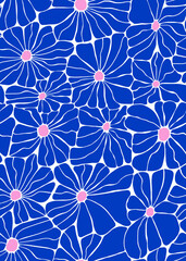 A pattern of large daisies in bright colors .Seamless pattern.	
