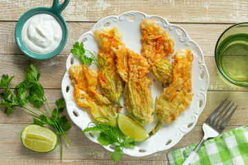 fried zucchini flowers,