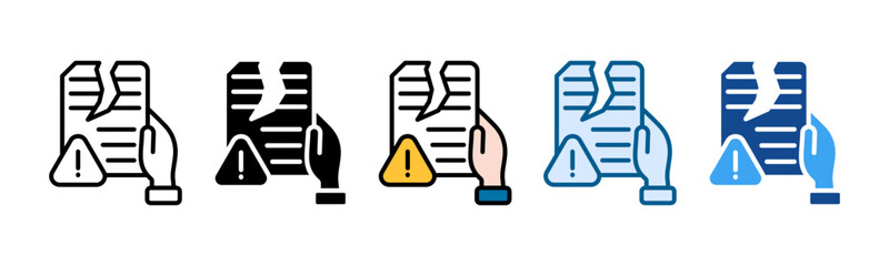 Contract Breach Icon Set Multiple Style Collection