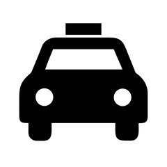 Obraz premium Minimalist black silhouette vector icon of a taxi. Isolated on a transparent background