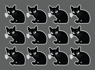 Black feline alert expression whiskers domestic animal vector
