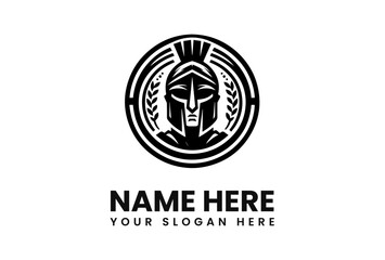 Fototapeta premium Spartan Warrior Logo Design with Ornate Frame.