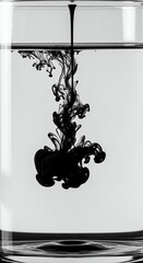 Black Ink Dissolving in Clear Water on a White Background