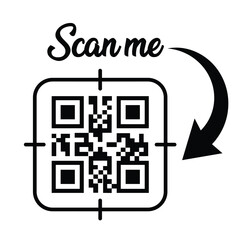 Scan QR code icon. Digital scanning qr code. QR code scan for smartphone. Scan Here text on top of the qr code