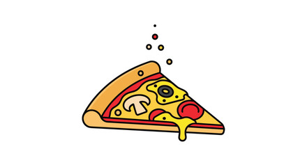 Deliciously cheesy mushroom and pepperoni pizza slice dripping with gooey melted cheese and bubbles