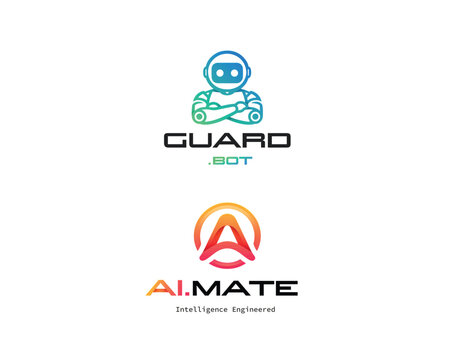 Ai Robot chat assistant logo template for application, software, developer