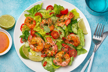 shrimps and vegetable salad