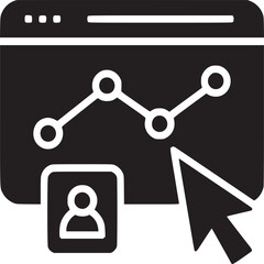 Website analytics dashboard with user icon and cursor for data analysis and reporting tool