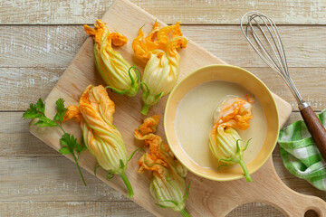zucchini flowers ready for cooking
